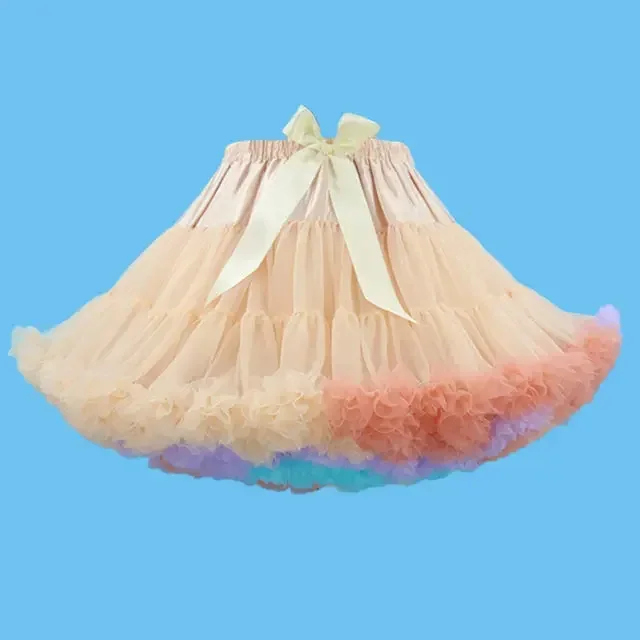 Rainbow Crinoline Super Fluffy Soft Girl Boneless Mesh Crinoline Underskirt Large Size Pettiskirt Cosplay 40cm Skirt Length