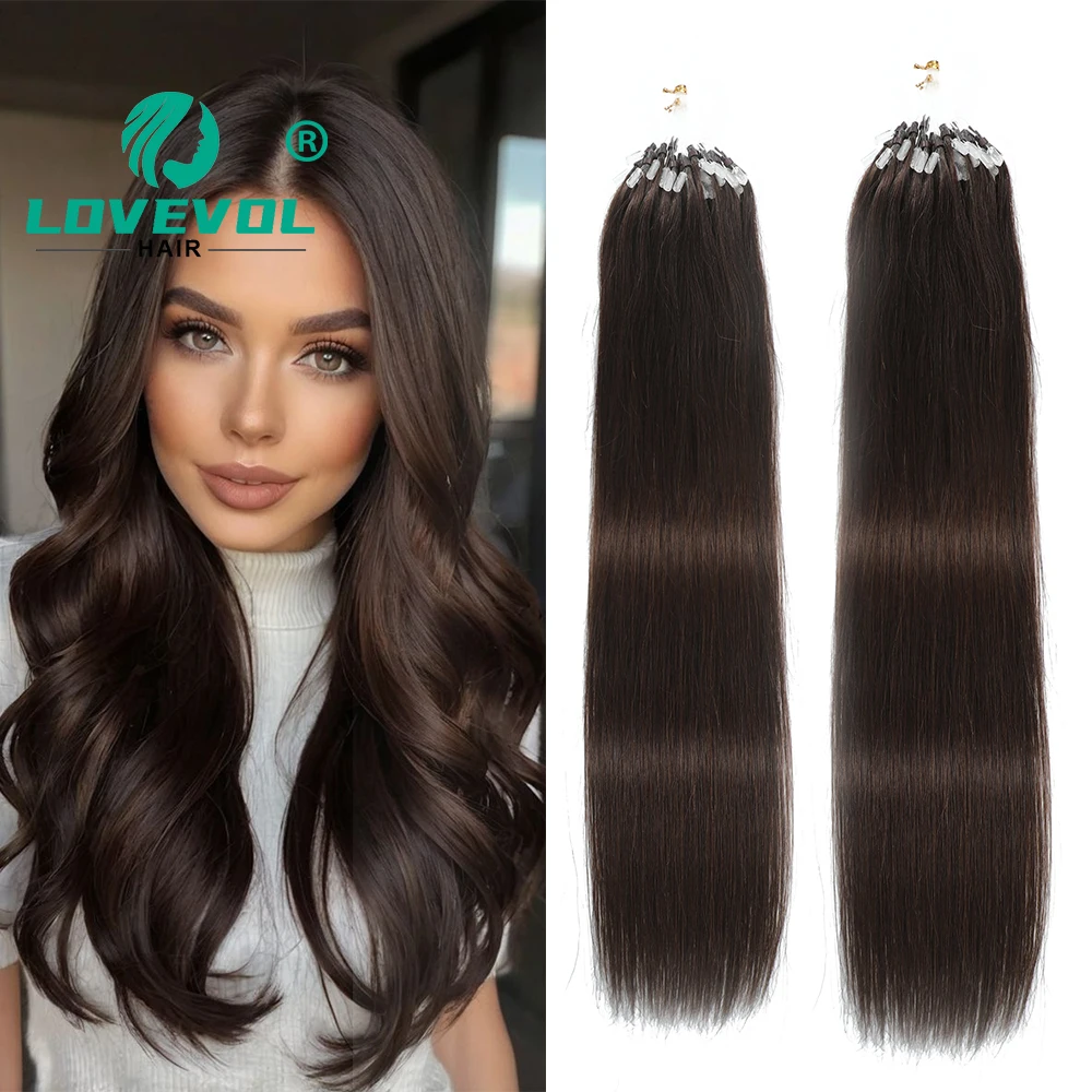 

Наращивание человеческих волос Lovevol с микропетлей, легко носить, настоящие прямые волосы с микропетлей для женщин 2. #