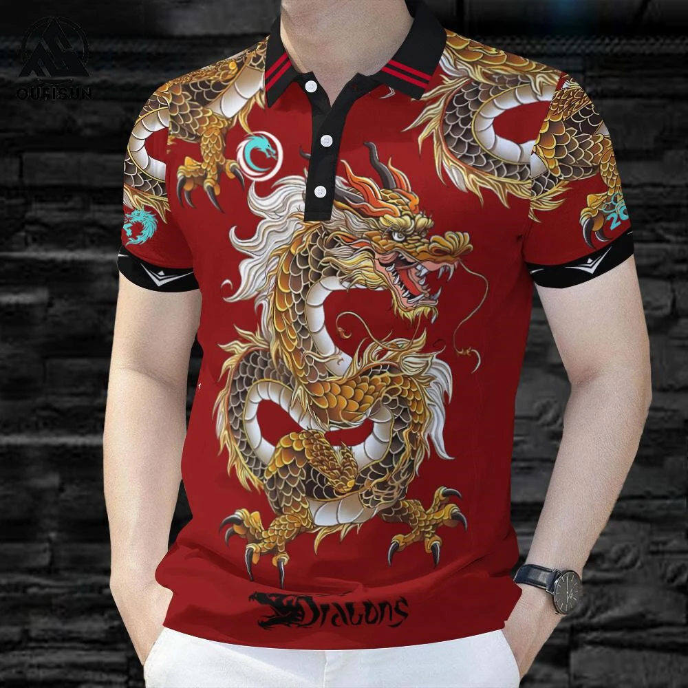 Chinese Style Dragon Pattern Print Polo Shirt Men's Clothes Retro And Traditional Design Polo Streetwear Casual Fashion 2026