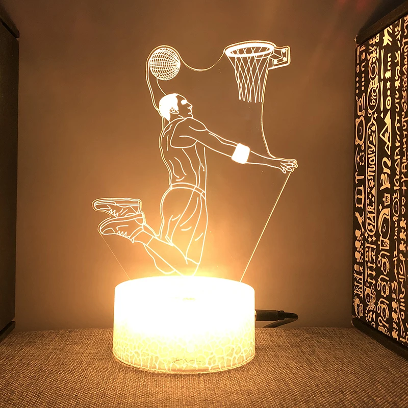 

Basketball Shot Figure Night Lights Layups Rgb Rechargeable Touch Acrylic 3d Neon Lamp For Bedroom Bedside Table Kids Gift