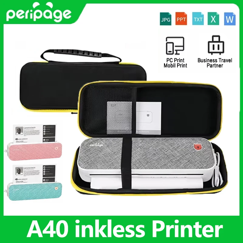 PeriPage A40 Mini Portable Printer Thermal Bluetooth USB Mobile Machine Wireless Inkless Thermal Printer For Office Commercial