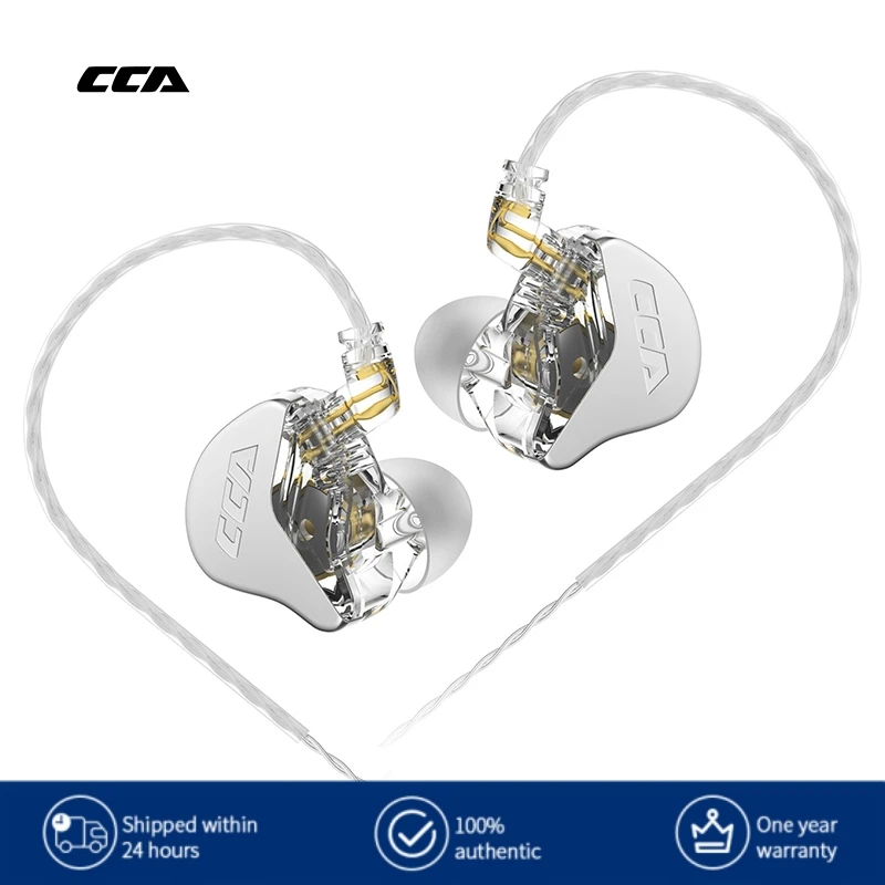 CCA CRA In Ear Headphones Ultra-Thin Diaphragm Dynamic Driver IEM Earphones Bass Wired Gaming Earbuds with Detachable Cable