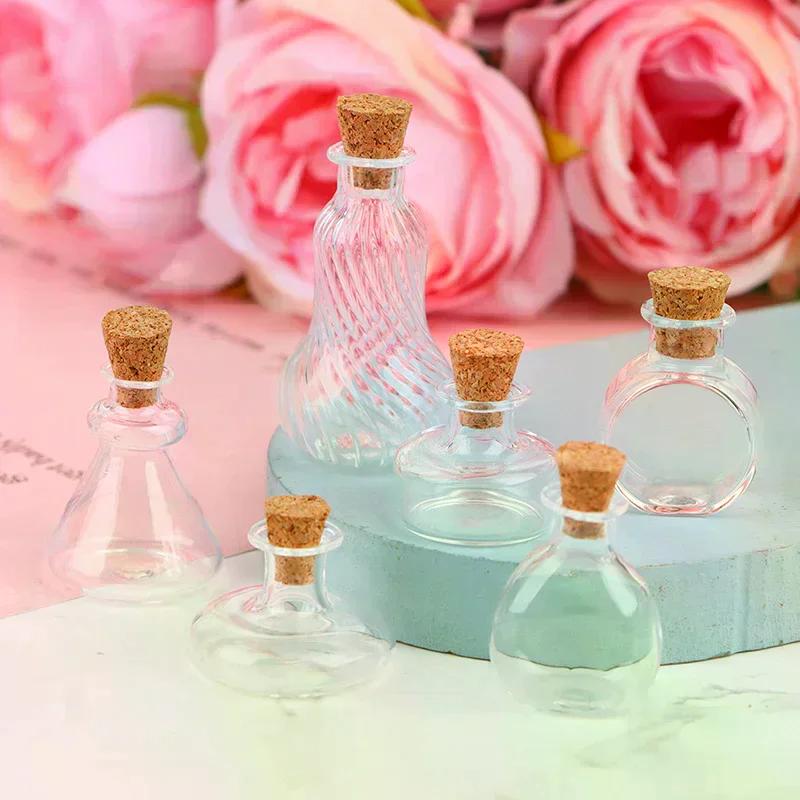 1:12 Dollhouse Miniature Vase Glass Bottle Wishing Bottle Storage Bottle with Cork Vase Candy Jar Model Doll House Decor