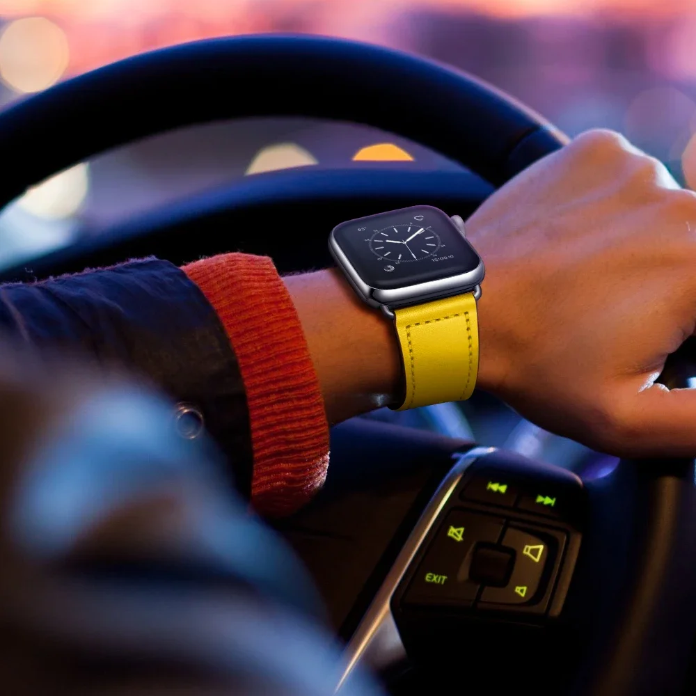 Apple 시계 밴드 시리즈 용 가죽 스트랩 iWatch 9 8 7 3 4 5 6 se 41mm/45mm 루프 용 Ultra 2 49mm 44mm 40mm 42mm/38mm 팔찌