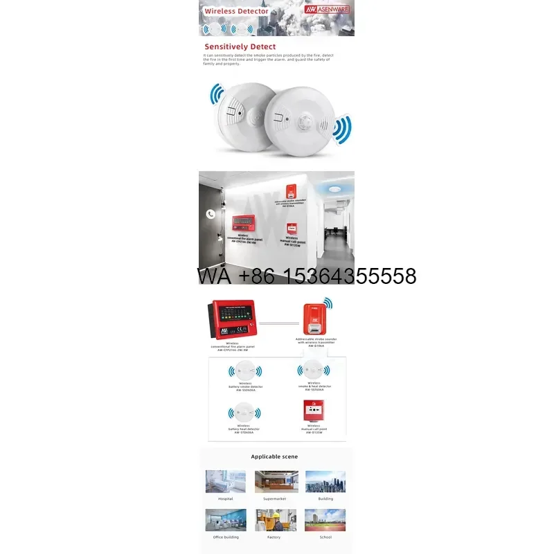Wmwmnu for Asenware Wireless 4 Zone Conventional Fire Alarm Control Panel with LoRa Wireless Connection