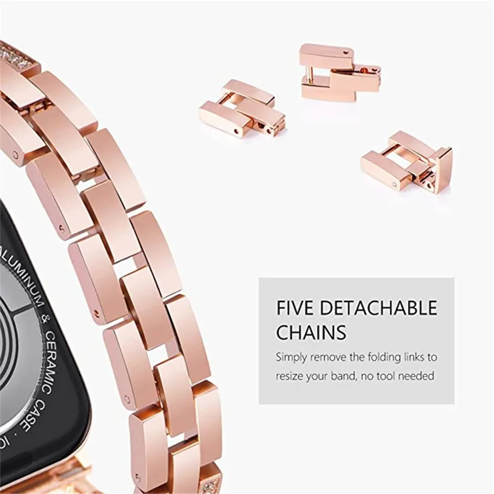 Shiny Diamond Strap For Apple Watch Band 10 9 8 7 46mm Metal Belt Women Jewelry Bracelet for iWatch Ultra 2 49mm 41/45mm 44/40mm