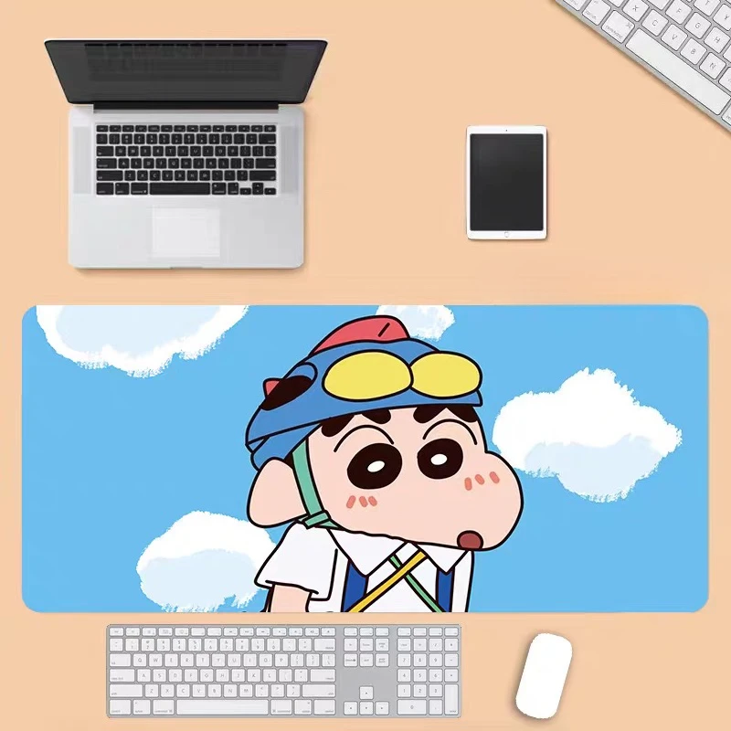 Cartoon Crayon Shin-chan​​ Leather Mouse Pad Cute Oversized Office Desk Pad Computer Keyboard Pad Animation E-sports Game Pad