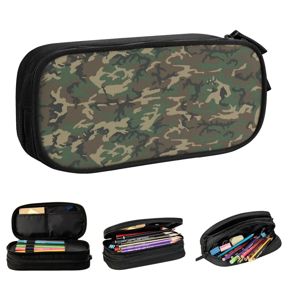 Army Camouflage Pattern Pencil Cases Jungle Military Camo Pencilcases Pen Box for Student Large Storage Bags Supplies Stationery