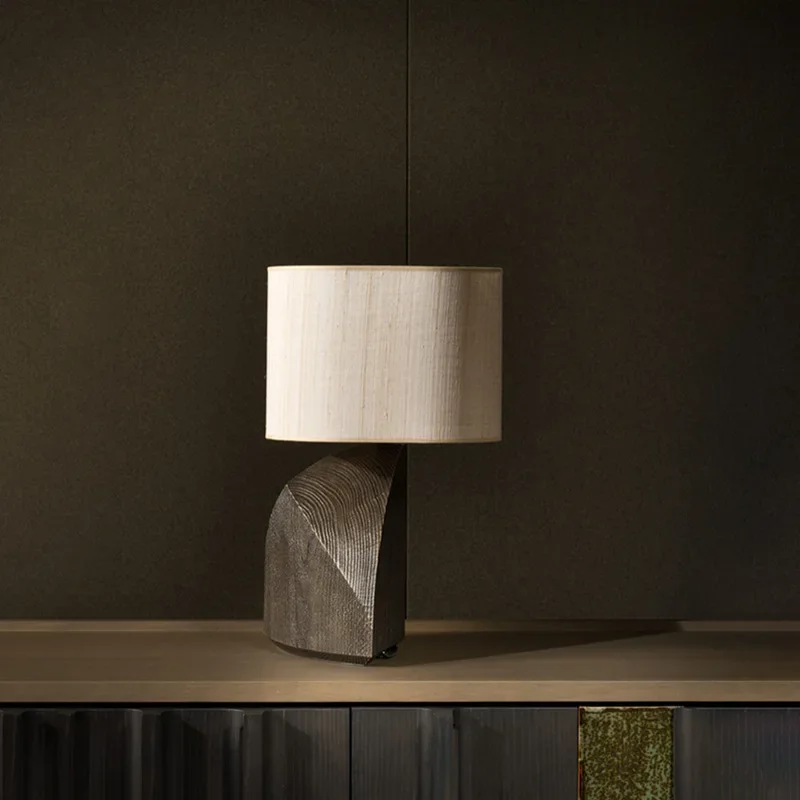 New Chinese study bedroom bedside wabi sandy wind minimalist model room bed and breakfast living room decorative lamp