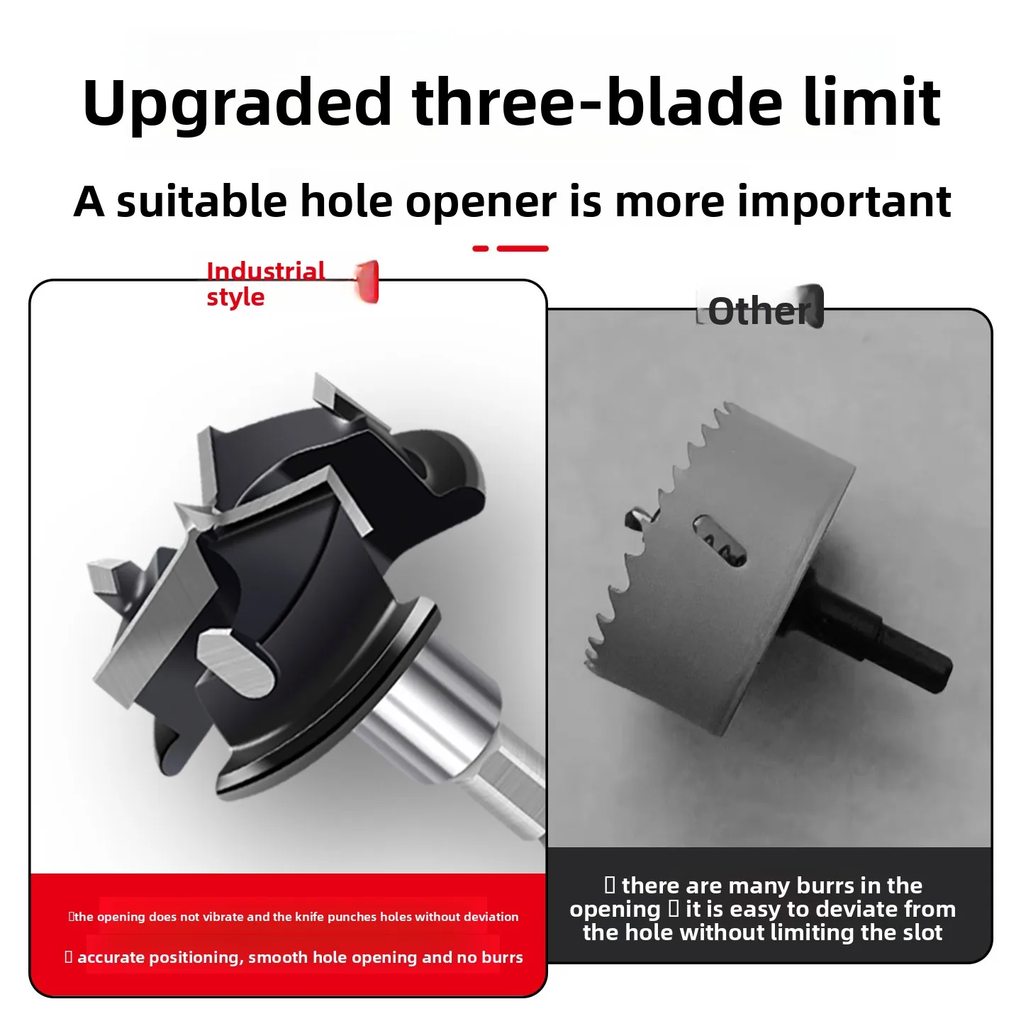 35mm Hinge Woodworking Hole Saw for Lock Installation in Wooden Doors and Panels - Hex Handle with Three-Blade Alloy Bit
