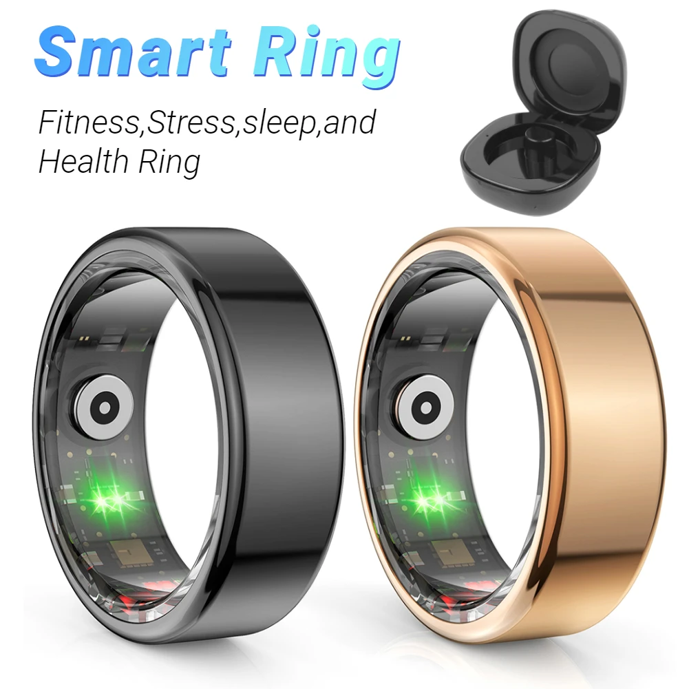 R02 Smart Ring Fitness Tracker Ring IP68 & 5ATM Waterproof Blood Oxygen Tracker Multi-sport Modes Wearable for Android for IOS