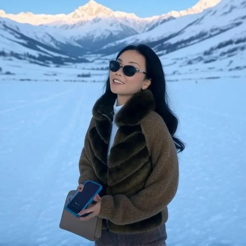 جديد إمرأة Y2K موضة أفخم مخطط سترة مشغولة من الصوف الدافئة جاكيت زيبرا الخريف والشتاء الاتجاه الخريف الشتاء معاطف الموضة 2026 #4