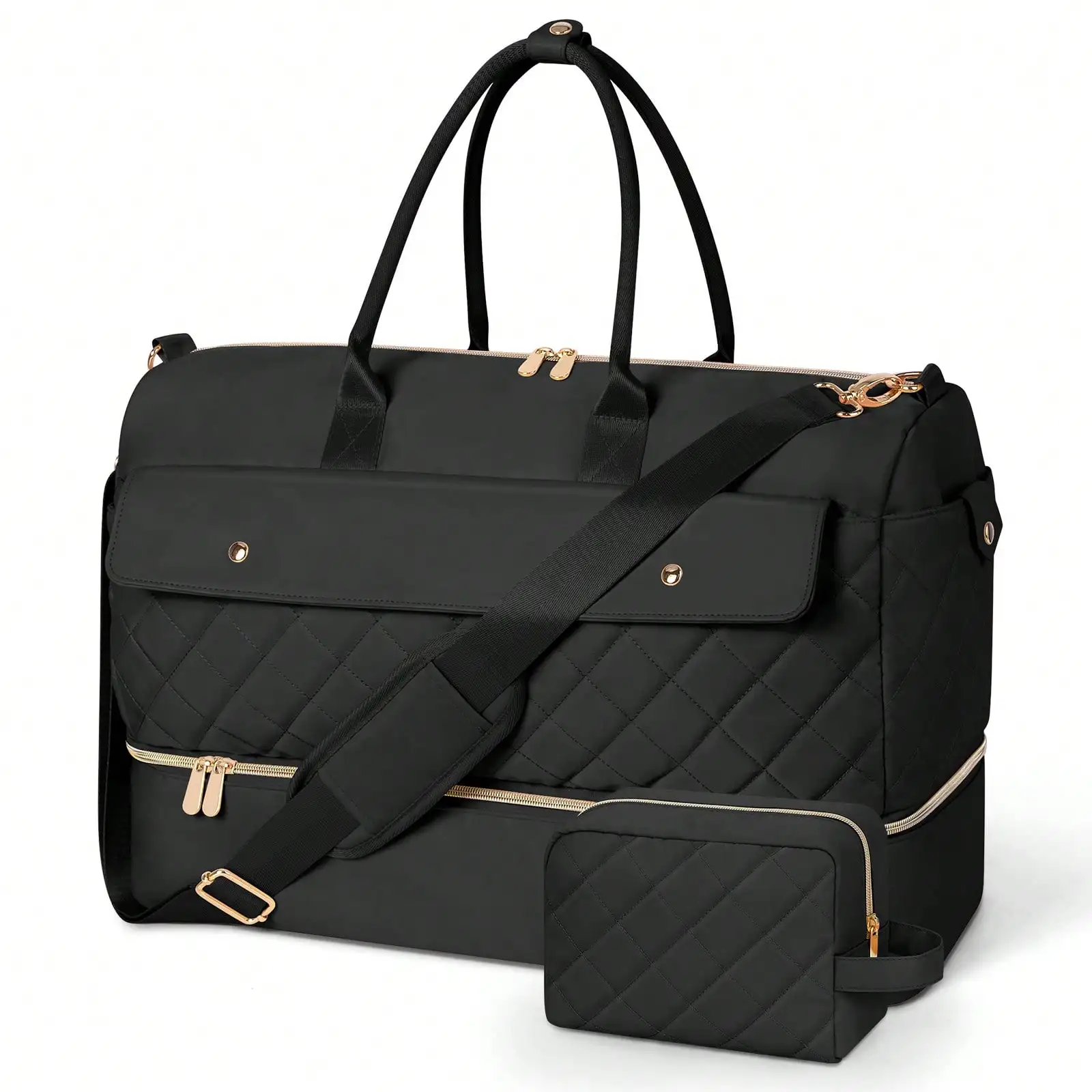 Weekender Tote Bag For Women, Large Waterproof Travel Bag With Shoe Compartment With Toiletry Bag For Cruise, Gym, Camping And Overnight Trips