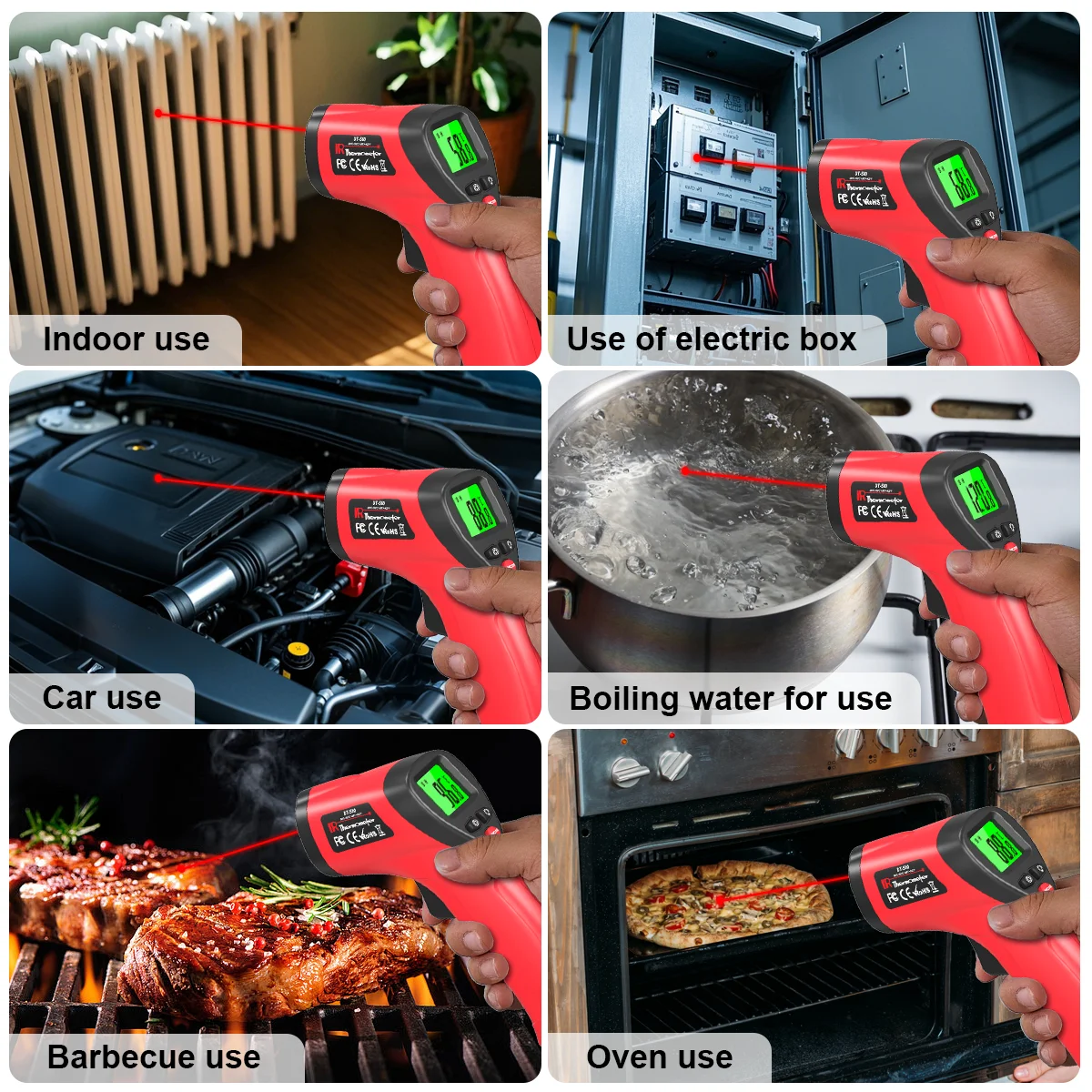 ميزان الحرارة الرقمي بالأشعة تحت الحمراء -58 ℉ -932 ℉   مقياس الحرارة المنزلي، مسدس درجة حرارة ليزر غير متصل قابل للتعديل للمنزل