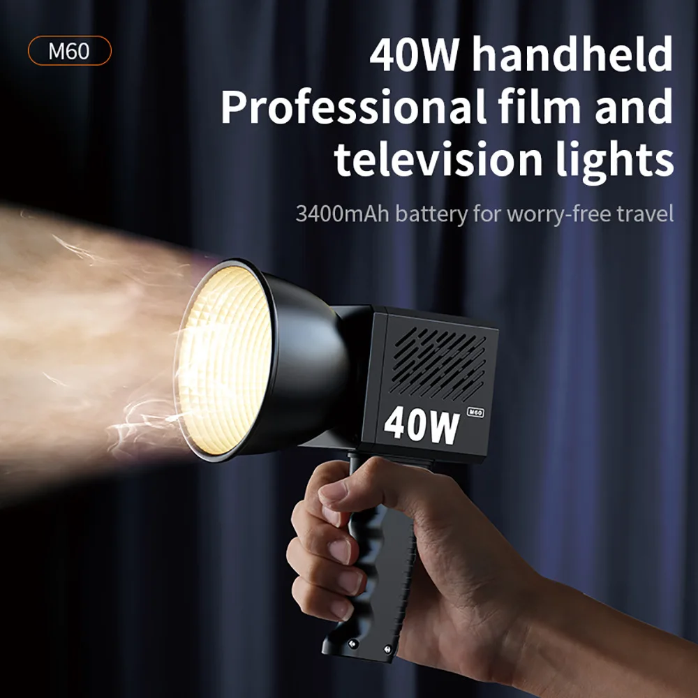 40W Outdoor COB Fill Light Rechargeable Portable Handheld Stand Lights Professional LED Spotlight Desk Lamp For Live Streaming