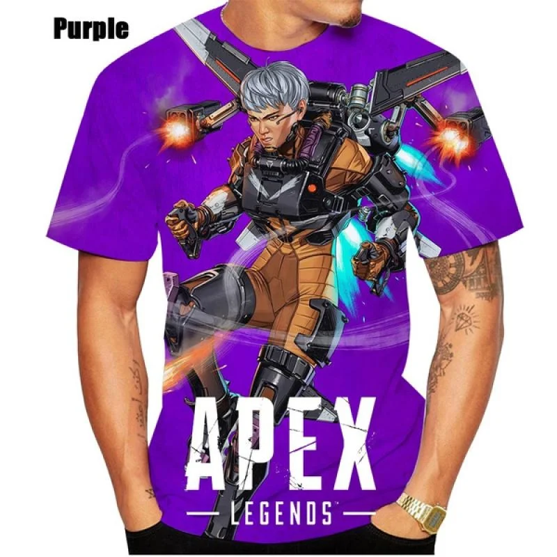 Game Anime Apex Legends Fashion Slim T-shirt 3D Printing T-shirt Short-sleeved T-shirt Round Neck Top Men's Clothing Tops Tees