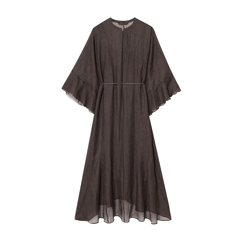 Robe d'été à la mode pour femmes, avec encolure à lacets et manches évasées, tenue d'événement de dîner d'escapade, Trafizaran