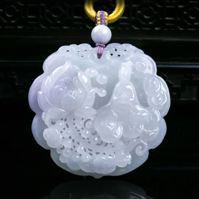Natural A-grade jade enlightenment life three-dimensional thickening exquisite jade high ice pendant Light luxury temperament