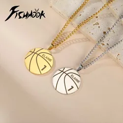 Ball Basketball Necklace Personalized Custom Name Gift For Women Men Boy Kid Father Day Dad Stainless Steel Pendant Jewelry Punk