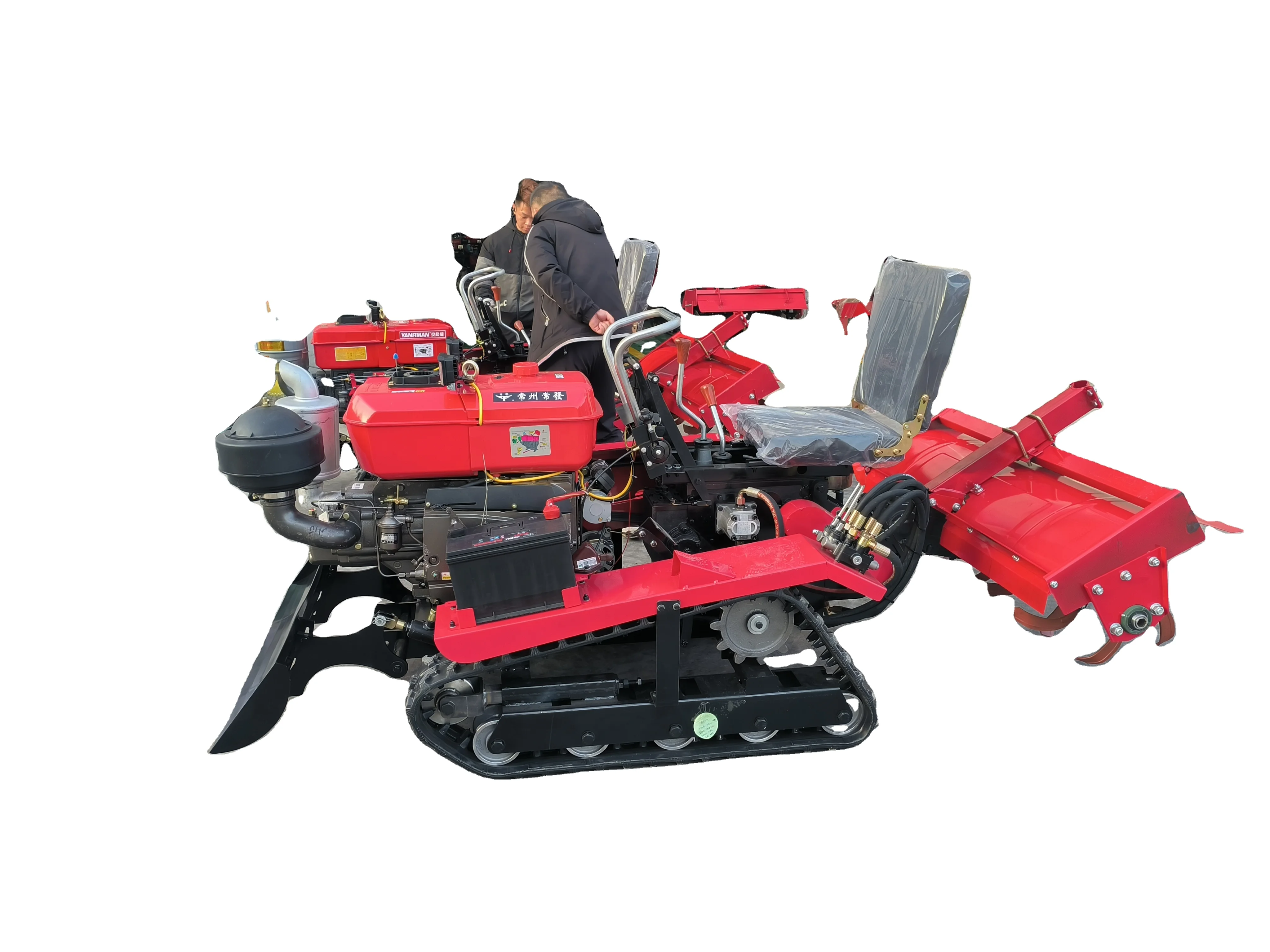 Crawler Rotary Tiller 35Hp 50Hp Multifunctional Furrowing Weeding Micro-Tiller Ride-On Tilling and Shredding Soil Cultivator