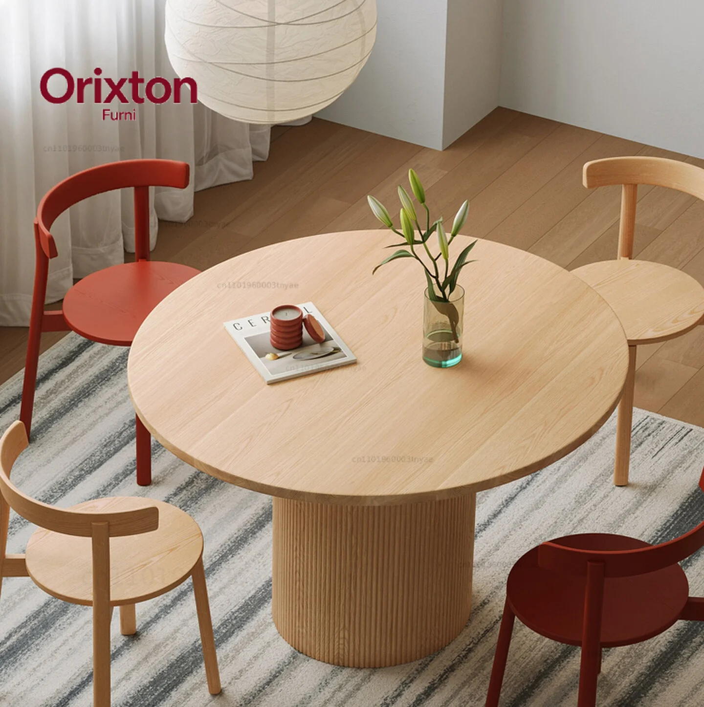 Round dance solid wood table 1.2 meters diameter imported white oak FAS grade pure solid wood dining table French