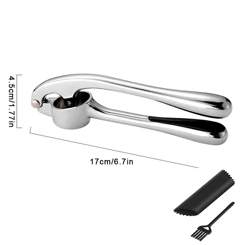 Garlic Press Set - Rust Proof & Dishwasher Safe Professional Garlic Mincer Tool, Silicone Garlic Peeler & Brush