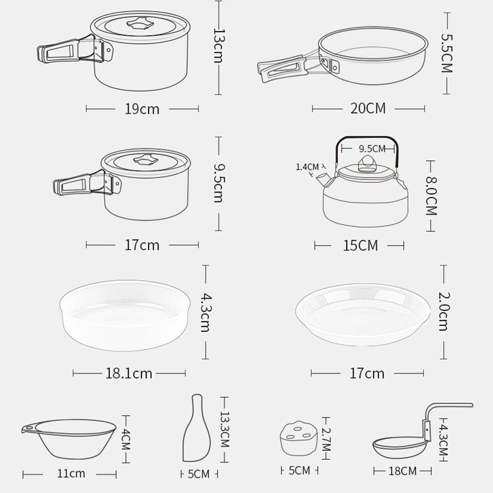 

Набор походной посуды для приготовления пищи: портативный комплект с антипригарным покрытием для универсального использования в походах