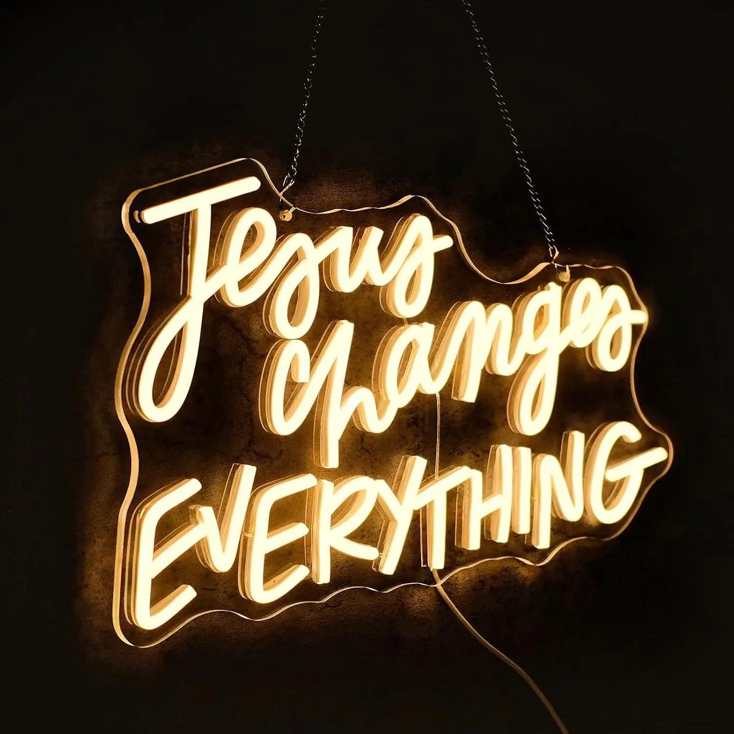 Jesus Changes Everything LED Neon Sign USB Neon Light Wall Decor Christmas Gift for Church Home Bedroom Religious Art Neon Lamp
