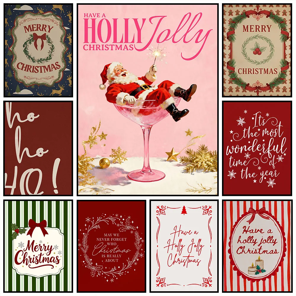 Trendy Christmas Posters Christmas Quote Canvas Painting Print Room Home Office Cafe Hotel Restaurant Room Wall Holiday Decor