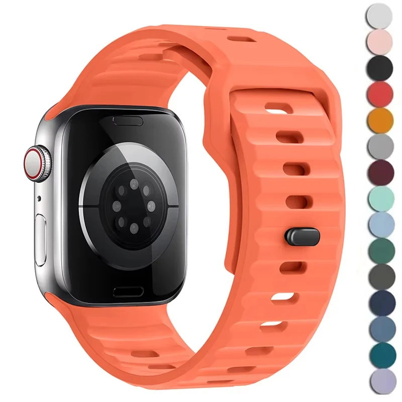 Correa de silicona para Apple Watch, pulsera deportiva de 38 40 41 42 44 45 49mm para Apple iWatch Series Ultra 9 8 7 6 SE 5 4