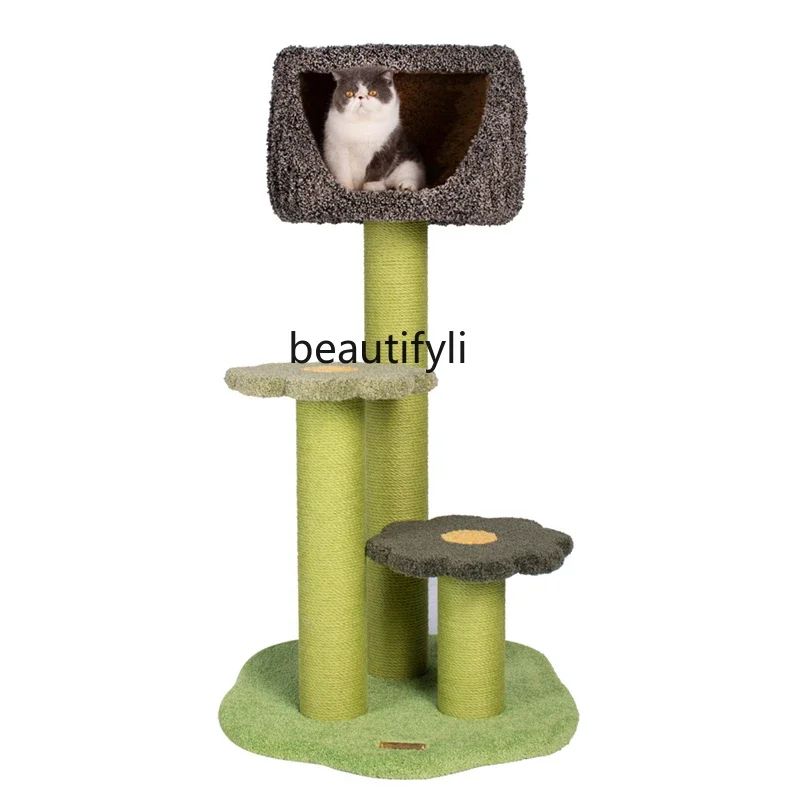 FG40Creative Cat Nest Flowers Climbing FrameCastle Scratch-Resistant Plush Cat Nest