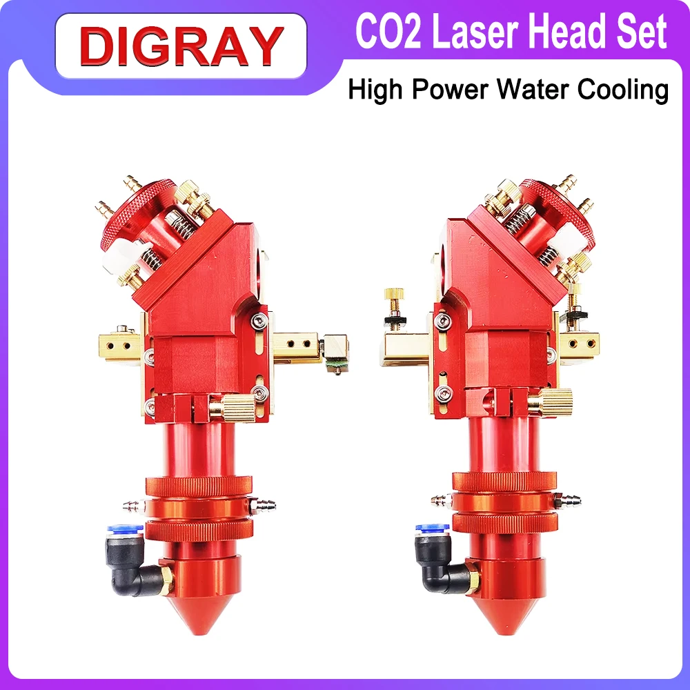 DIGRAY High Power CO2 Laser Head Set With Water Cooling Interface, Suitable For Mirror Dia 30mm/Lens 25mm FL 50.8&63.5&101mm