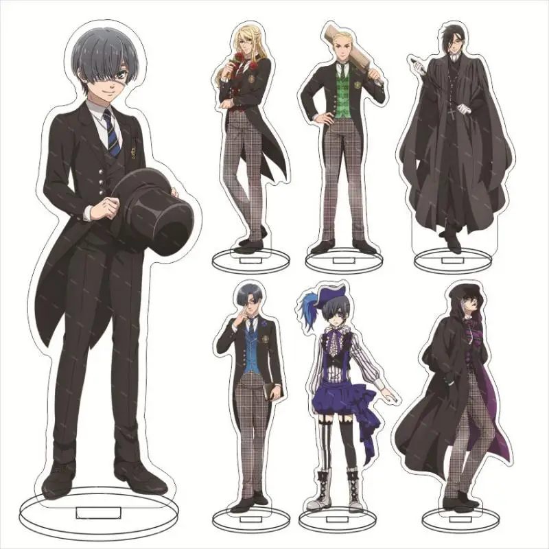 Black Butler Public School Arc Anime Sebastian Michaelis Ciel Phantomhive Standing Sign Cartoon Dagger Joker Tabletop Ornament