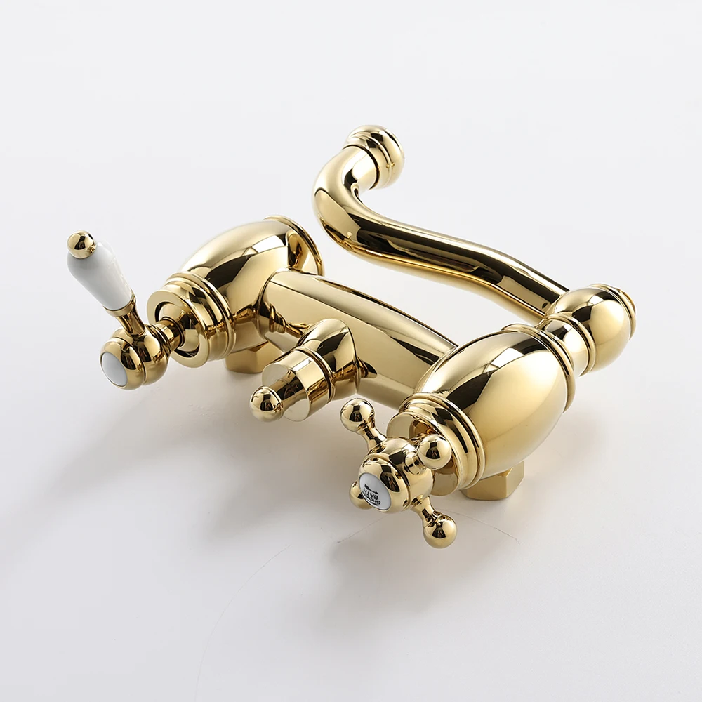 New Design Simply Wall Mounted Mixer Shower Bathtub Faucet With Handheld Shower Head Gold Waterfall Shower Set