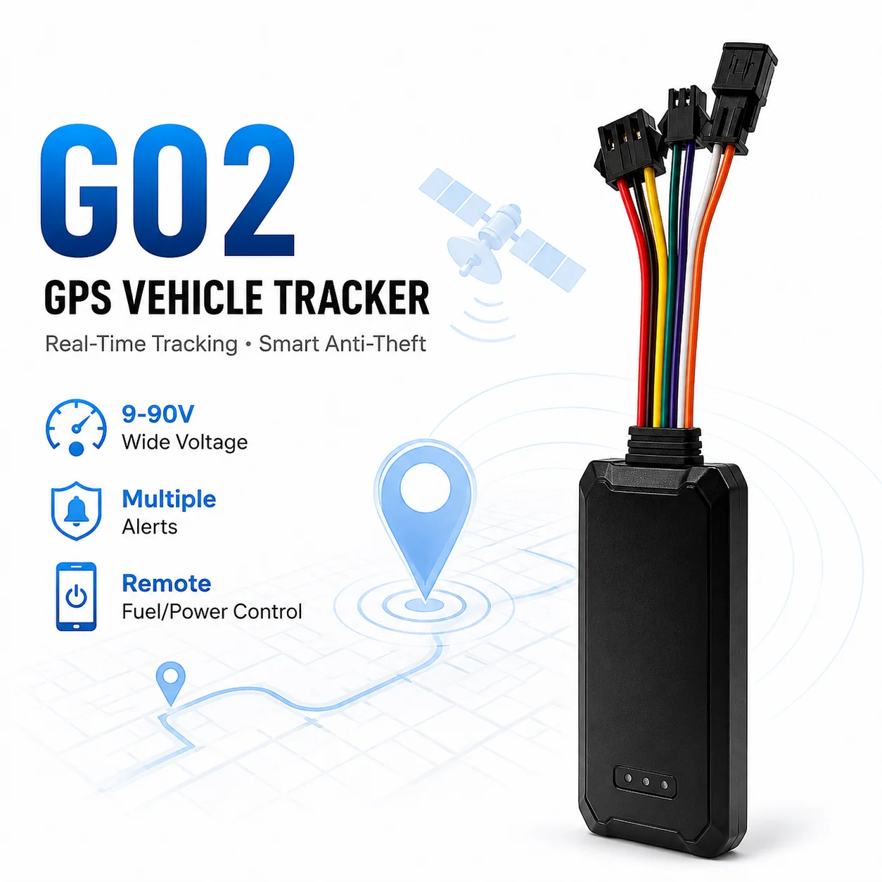 G02S GPS Vehicle Tracker 9-90V Real Time Car Locator Anti-Theft Geo-Fence SOS Alarm Remote Fuel Power Cut Off