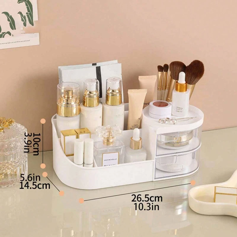 Large Capacity Plastic Cosmetic Storage Box Makeup Drawer Organizer Jewelry Nail Polish Desktop Sundries Pen Holder Container