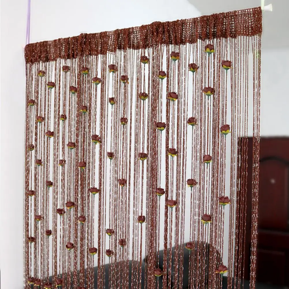 Window Bedroom Curtain Door String Curtain Wall Panel Fringe Tassel Room Divider Blind Tassel Screen with Roses Home Decoration