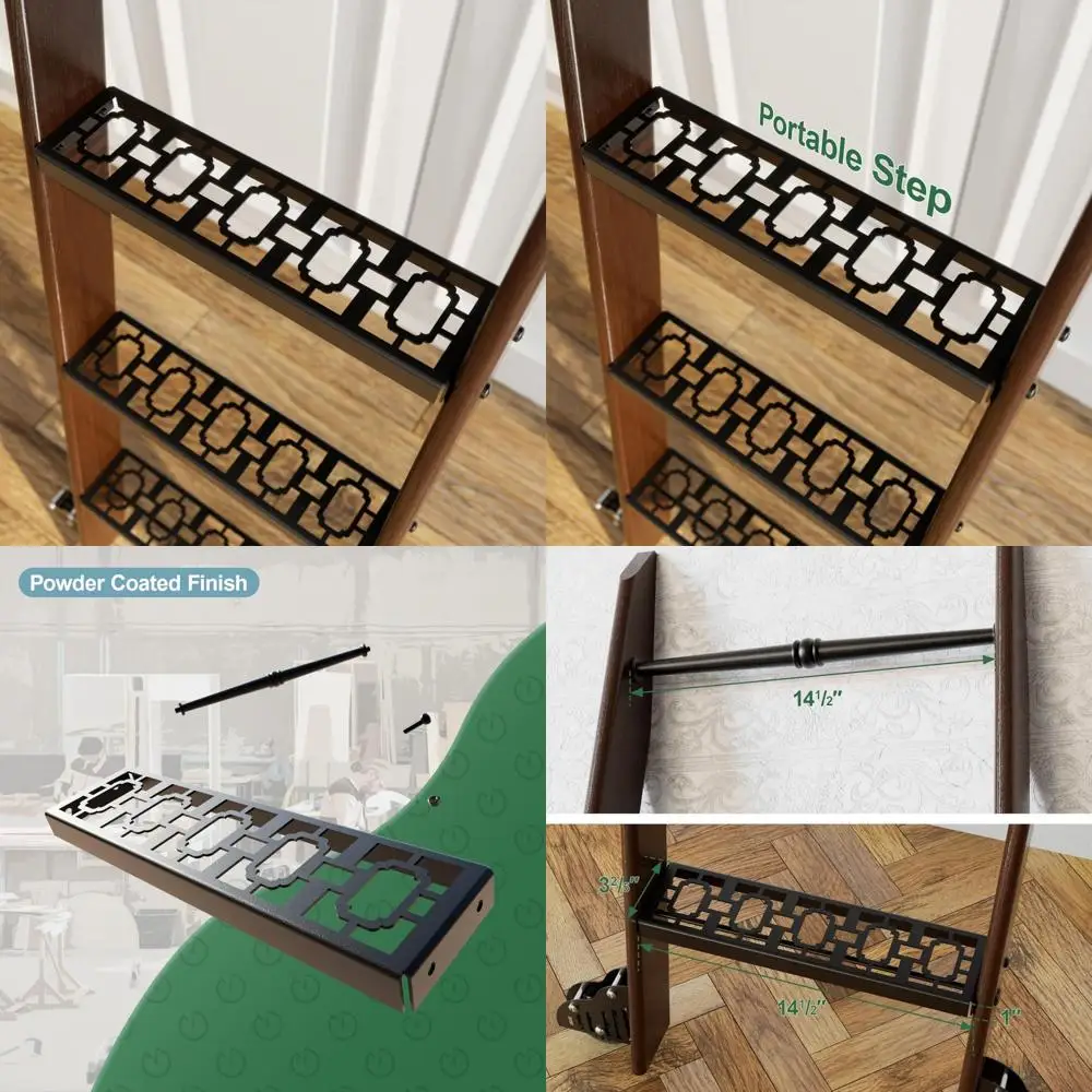 

старинная 9-ступенчатая библиотечная прокатная лестница с дизайном шпинделя