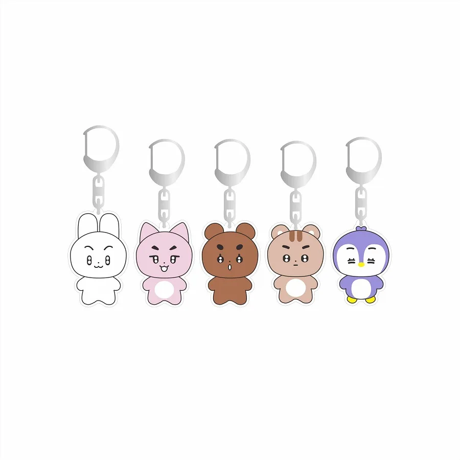 Kpop Cartoon Soobin YEONJUN Same Acrylic Keyrings Q Styles Mini BEOMGYU TAEHYUN Keychains Key Rings Bag Pendants Accessories