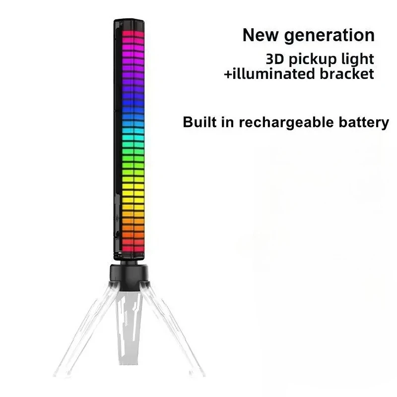 جديد ثلاثية الأبعاد لاقط أضواء الصوت RGB التحكم الصوتي ضوء لاقط إيقاع ضوء المزاج مصباح لسيارة استوديو المنزل مع قوس مضيئة