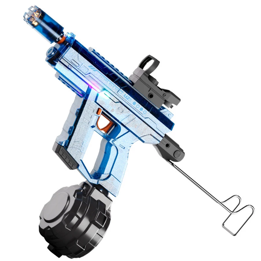 Uzi Kleurrijke Lichten Elektrische Continue Koppeling Retourneren Volautomatische Dual Mode Kinderen Zomer Strand Water Speelgoed Cadeau Waterpistool