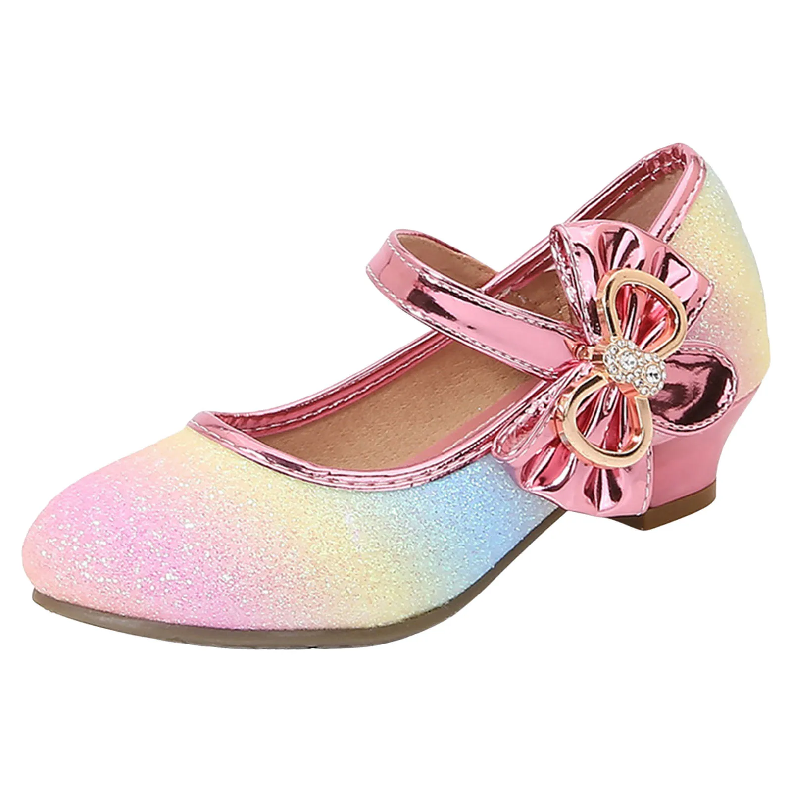 

Little Girl Sandals Girls Heels Dress Shoes Mary Jane Rhinestone Bows Low Heel Flower Wedding Party For Girls Size 2 Sandals
