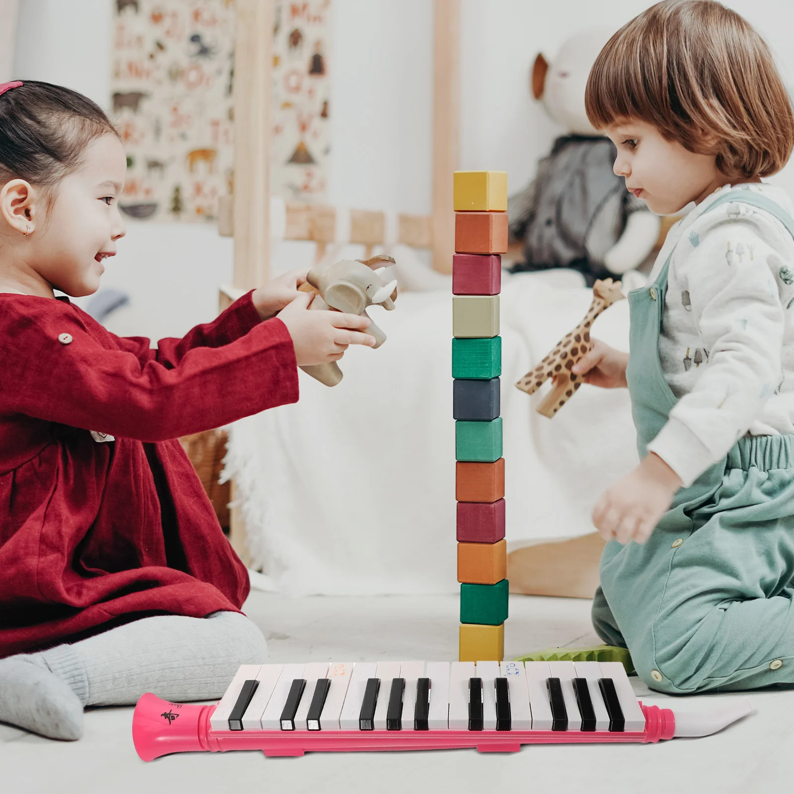 

27 Keys Kids Piano Horn Beginners Musical Instrument Educational Learning Wind Mouth Organ Early Development Kids Piano Horn Toy