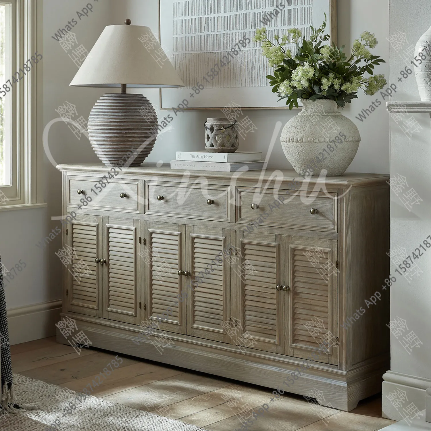 

Американский деревенский стиль: тумба-буфет из массива дерева для столовой, декоративный шкаф для гостиной, французский ретро-шкаф для небольшой квартиры, спальни, для хранения вещей