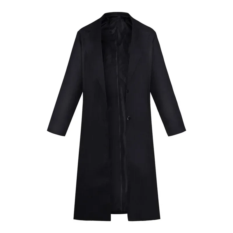 Cosxie anime motosserra homem makima cosplay traje preto trench camisa gravata calças makima peruca longa luz vermelha trança masculino feminino terno uni