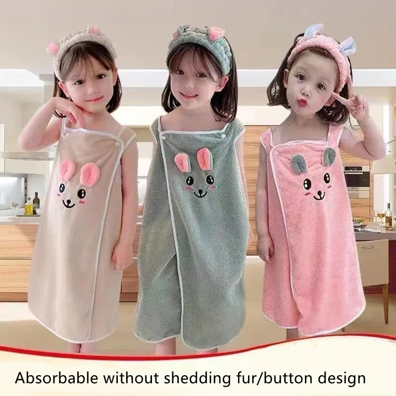 Premium children's bath towel High-end children's slip dress Soft Towel Bathrobe Absorbent bathrobe for children ages 3 to 15