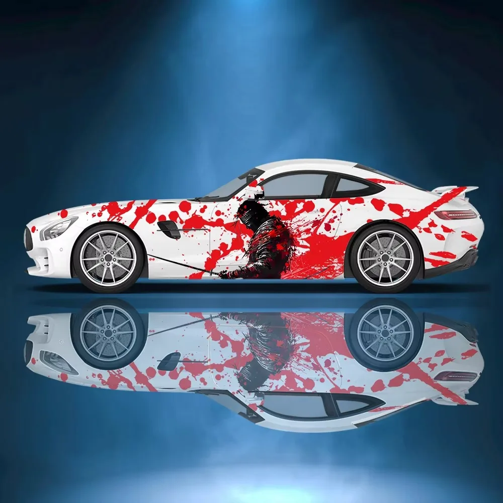 

Japanese Samurai Blood Splattered Car Side Sticker Vinyl Self-adhesive Paper Motorsport Paint Decal Suitable for Car Truck Suv
