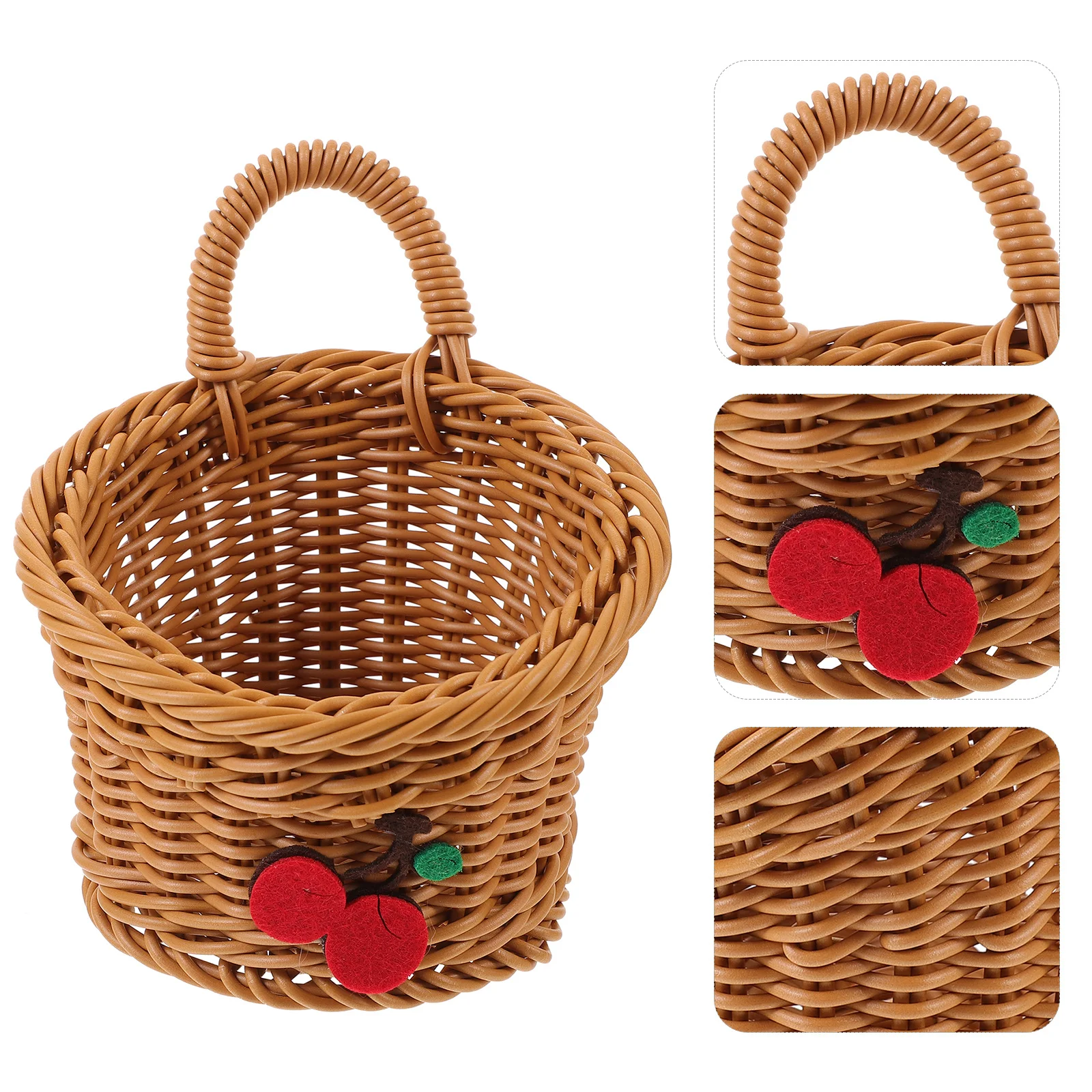 سلة منسوجة معلقة لتخزين المطبخ - تحمل البصل والثوم والفواكه مع دوران جيد للهواء - أنيقة مثبتة على الحائط