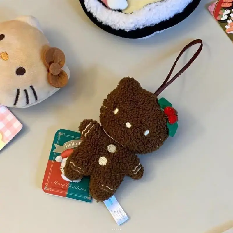 Weihnachten Sanrio Hello Kitty Schlüsselanhänger Kawaii weiche schwarze Haut Lebkuchen KT Katze Puppe Schlüsselanhänger Tasche Anhänger Weihnachtsgeschenk