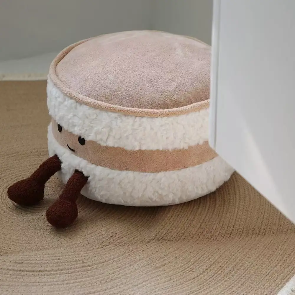 Soft Tatami Cushion Cute Bread Shaped Floor Pouf Plush 30cm Lazy Sofa Footrest Bread Shape Cartoon Shoe Changing Stool Bedroom